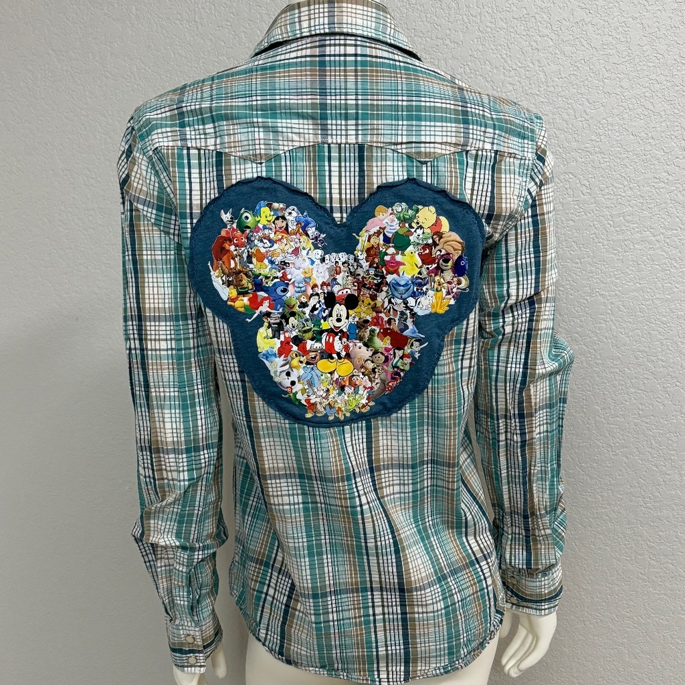 Upcycled Levi's Mickey Mouse Plaid Shirt